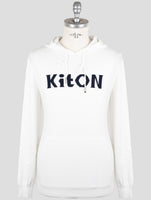 Kiton White Cotton Sweater Hoodie