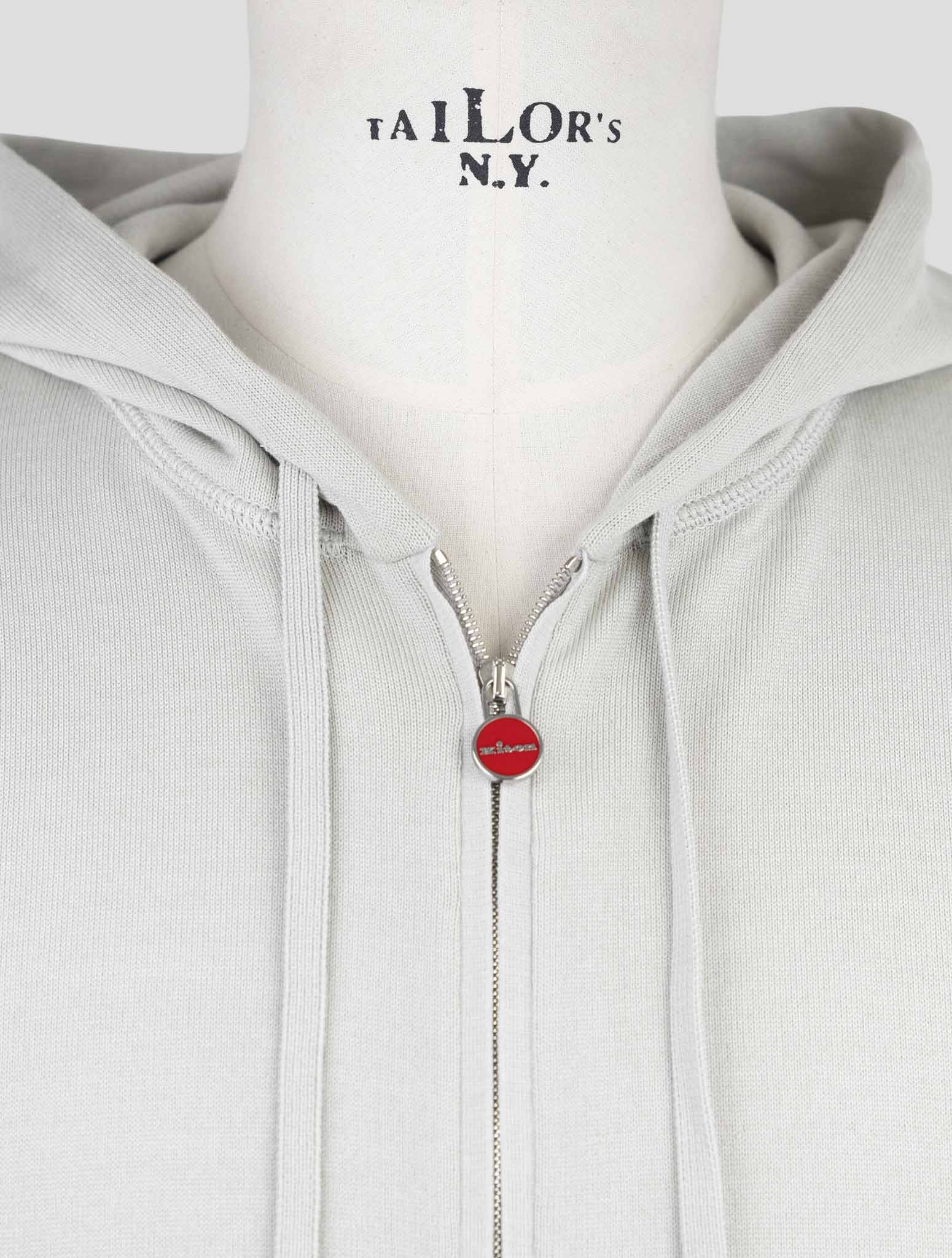 Kiton Gray Cotton Sweater Full Zip