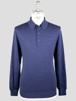 Kiton Blue Silk Cashmere Linen Sweater Polo
