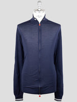 Kiton Blue Wool Sweater Full Zip