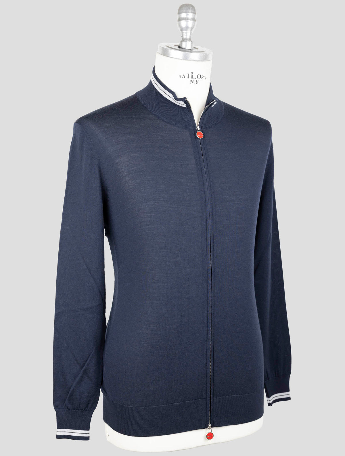 Kiton Blue Wool Full Zip Sweater - Italian Made Luxury Knitwear – Mr.PianiK