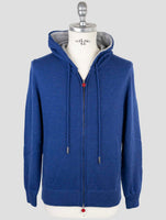 Kiton Blue Cashmere Sweater Full Zip Hoddie