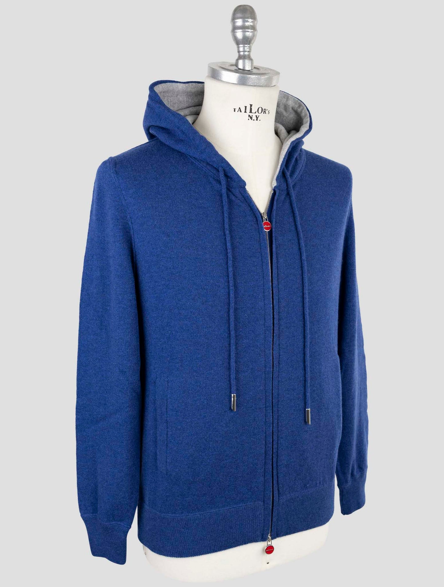 Kiton Blue Cashmere Sweater Full Zip Hoddie