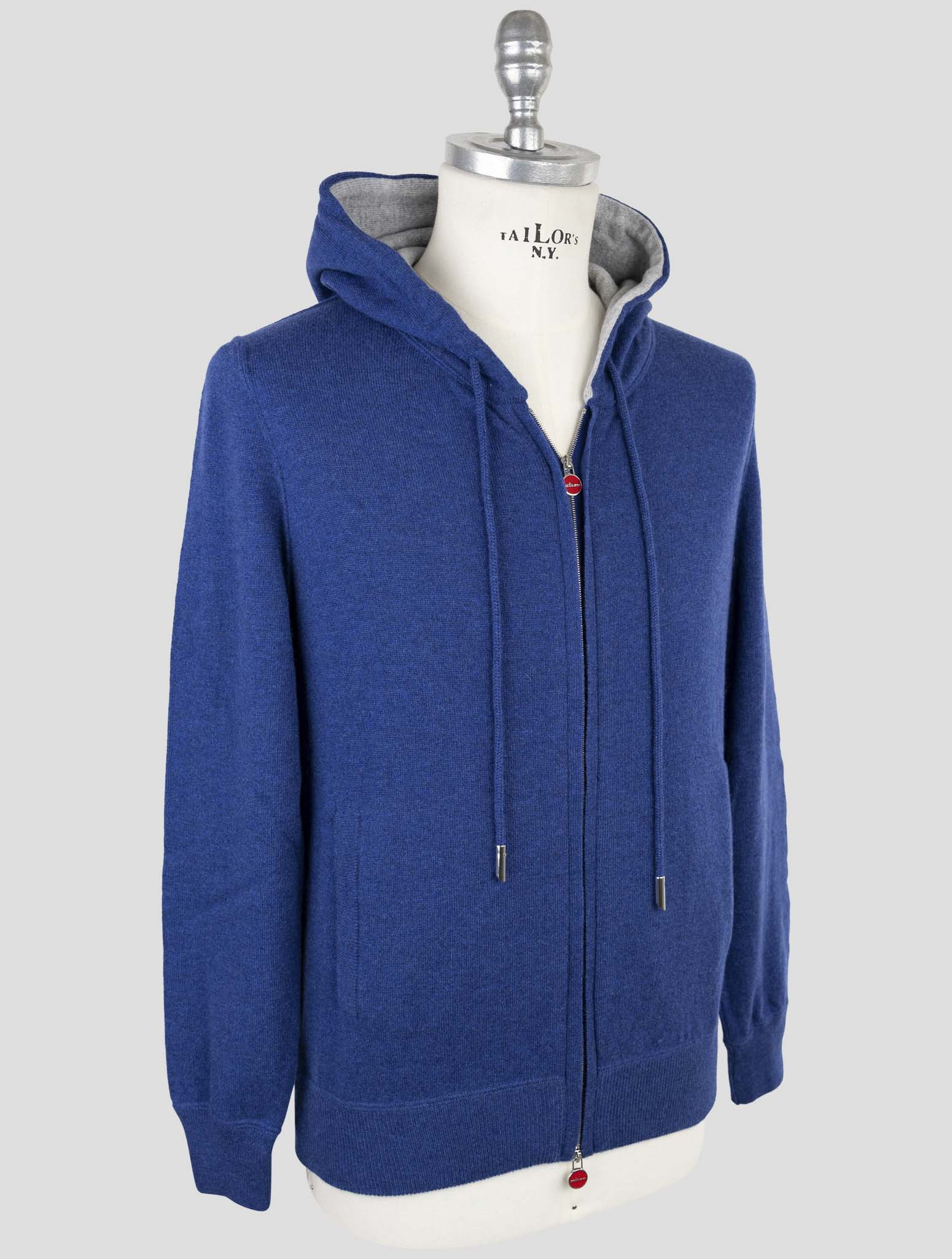 Kiton Blue Cashmere Sweater Full Zip Hoddie