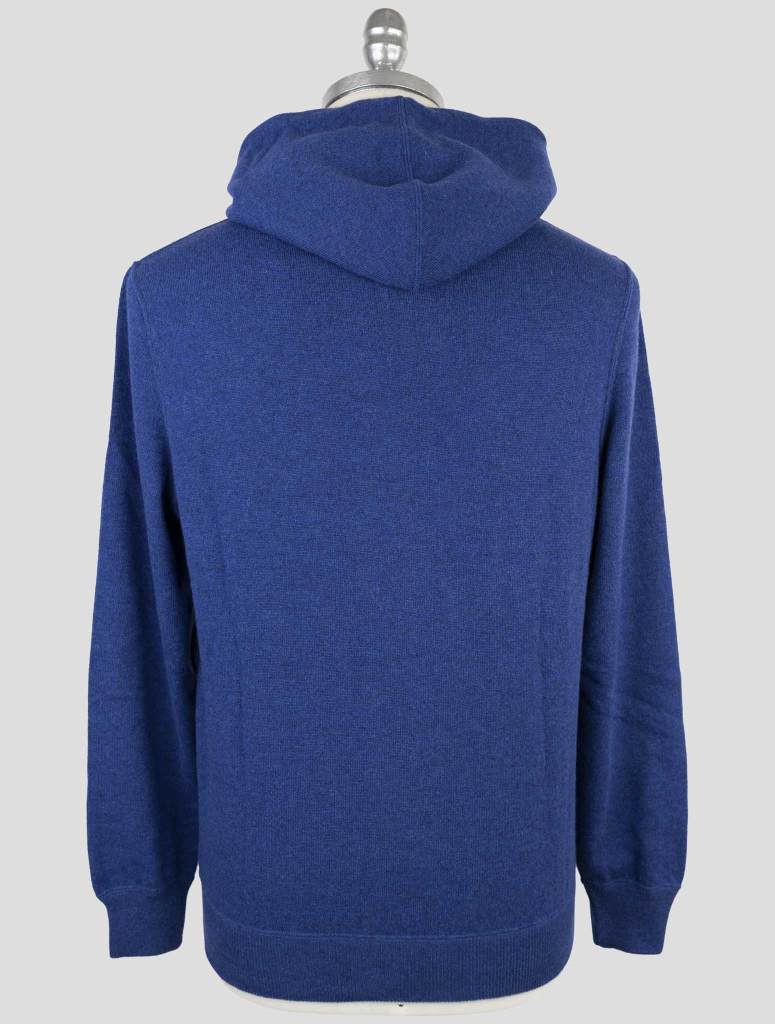 Kiton Blue Cashmere Sweater Full Zip Hoddie