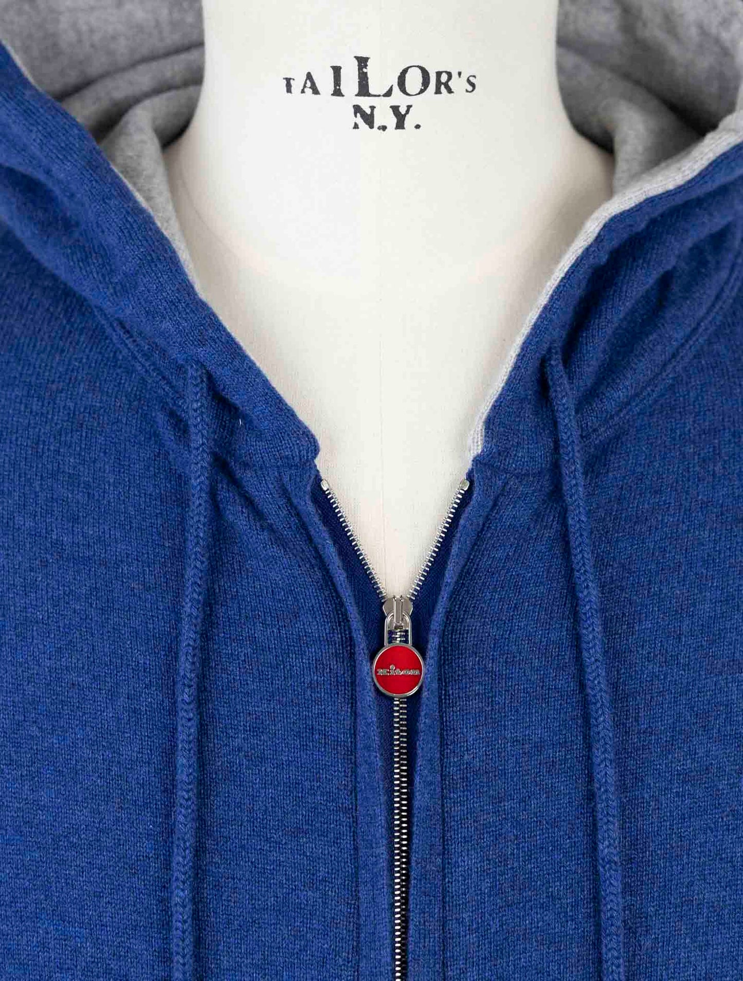 Kiton Blue Cashmere Sweater Full Zip Hoddie