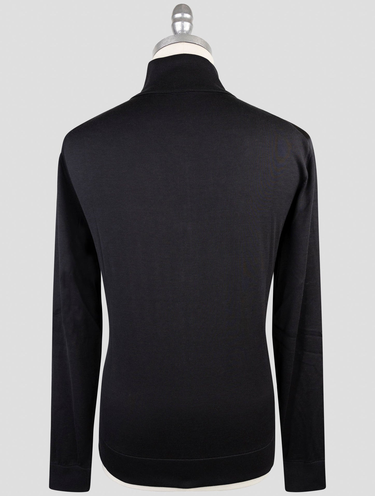 Kiton Black Silk Cotton Sweater Full Zip