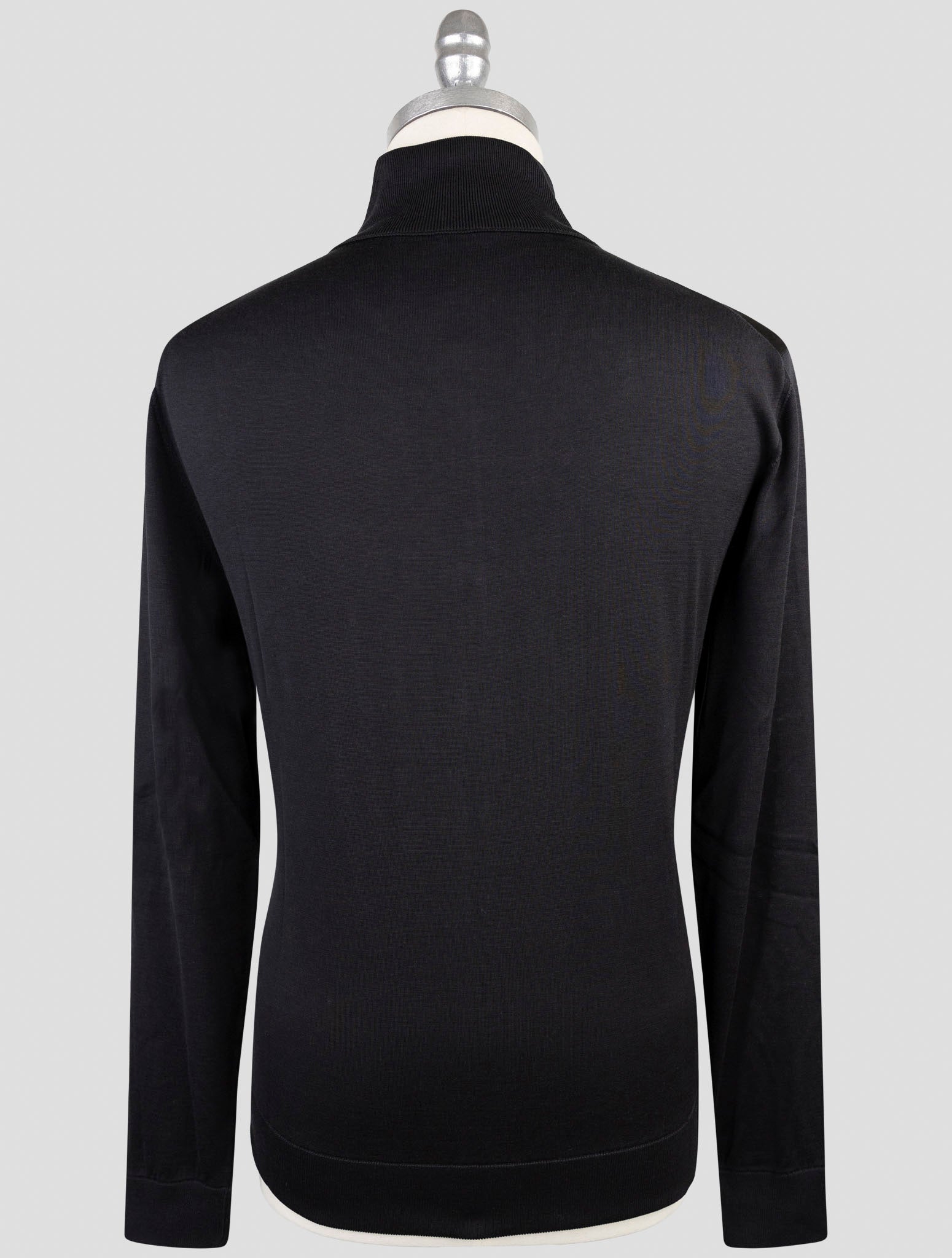 Kiton Black Silk Cotton Sweater Full Zip