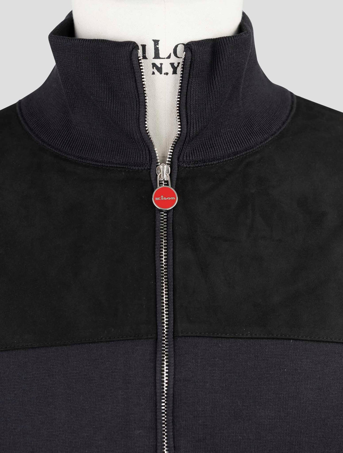 Kiton Black Silk Cotton Sweater Full Zip