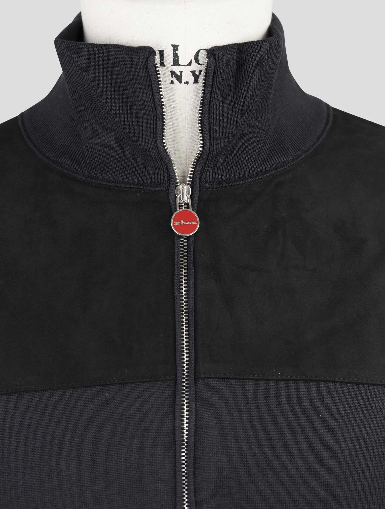Kiton Black Silk Cotton Sweater Full Zip