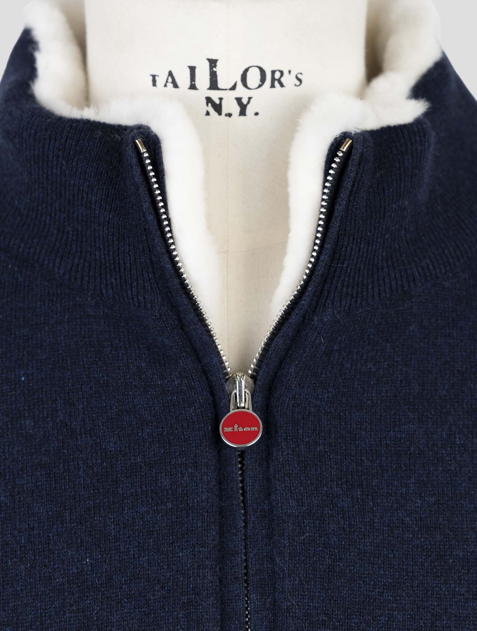 Kiton Blue Cashmere Mink Fur Coat Full Zip