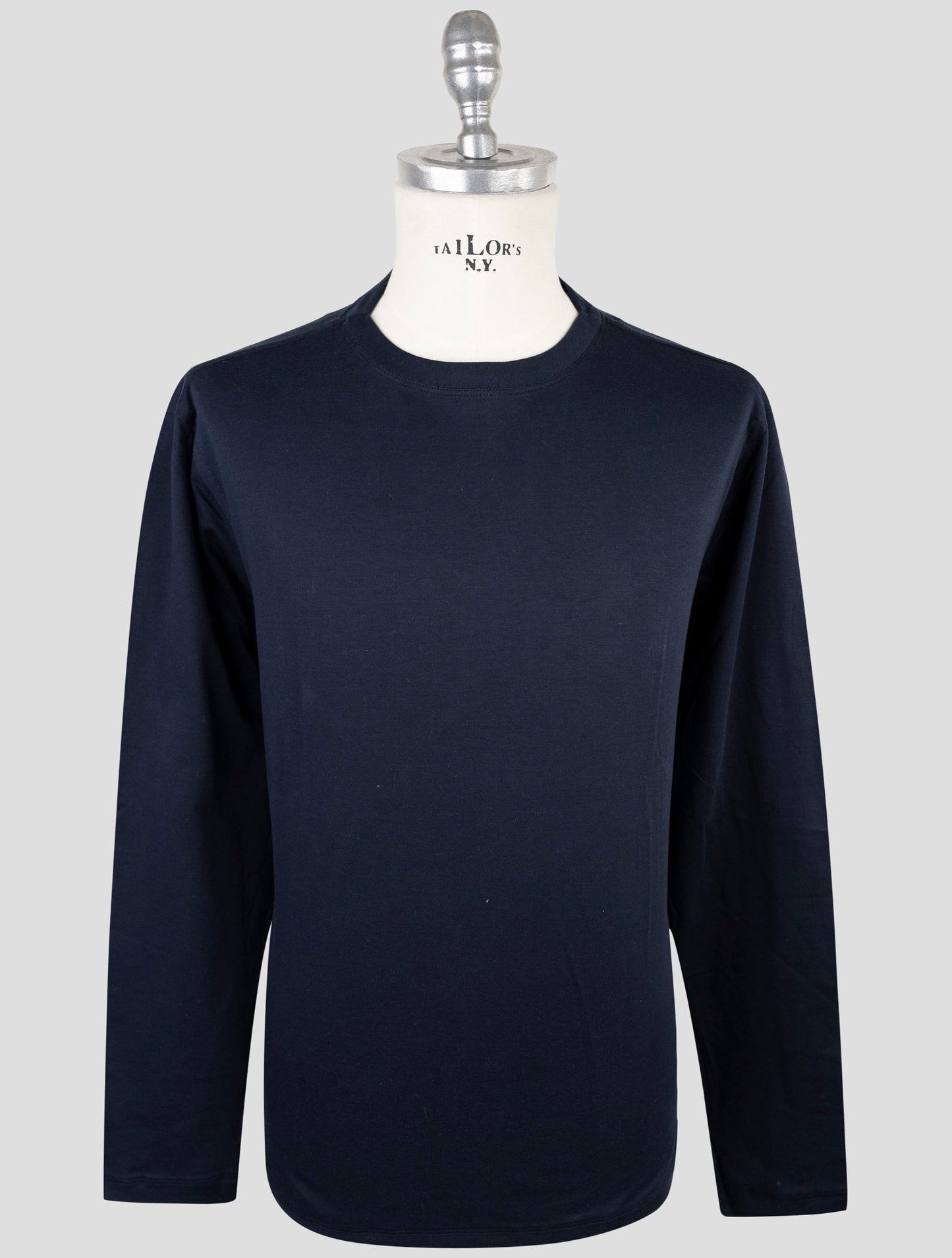 Kiton Blue Cotton Sweater Crewneck