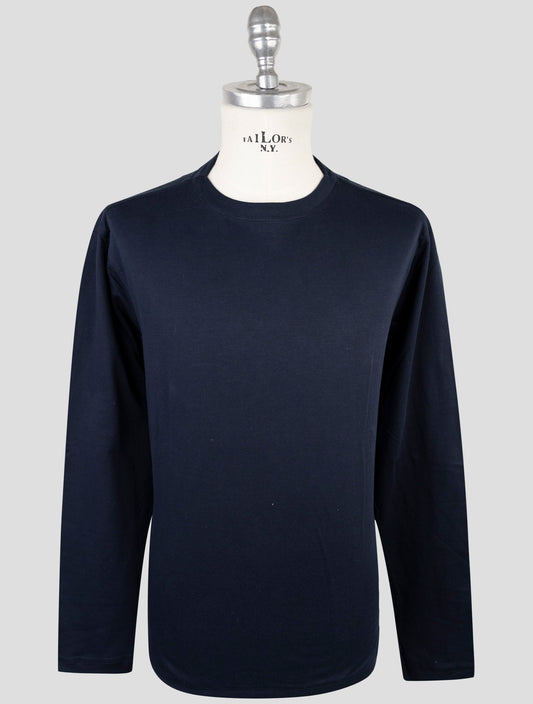 Kiton Blue Cotton Sweater Crewneck
