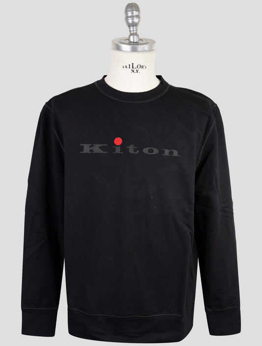 Kiton Black Cotton Ea Sweater Crewneck