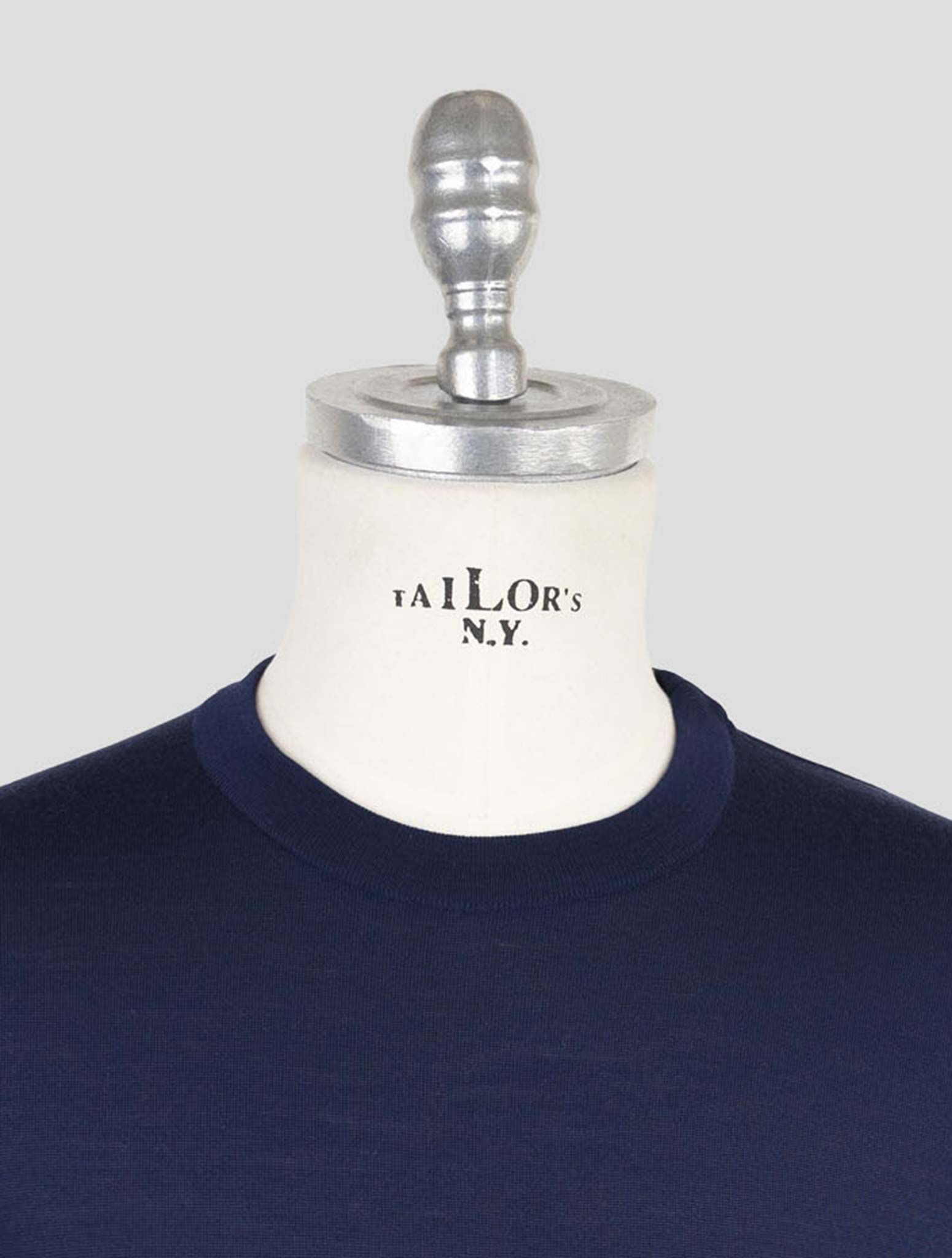Kiton Blue Wool Sweater Crewneck