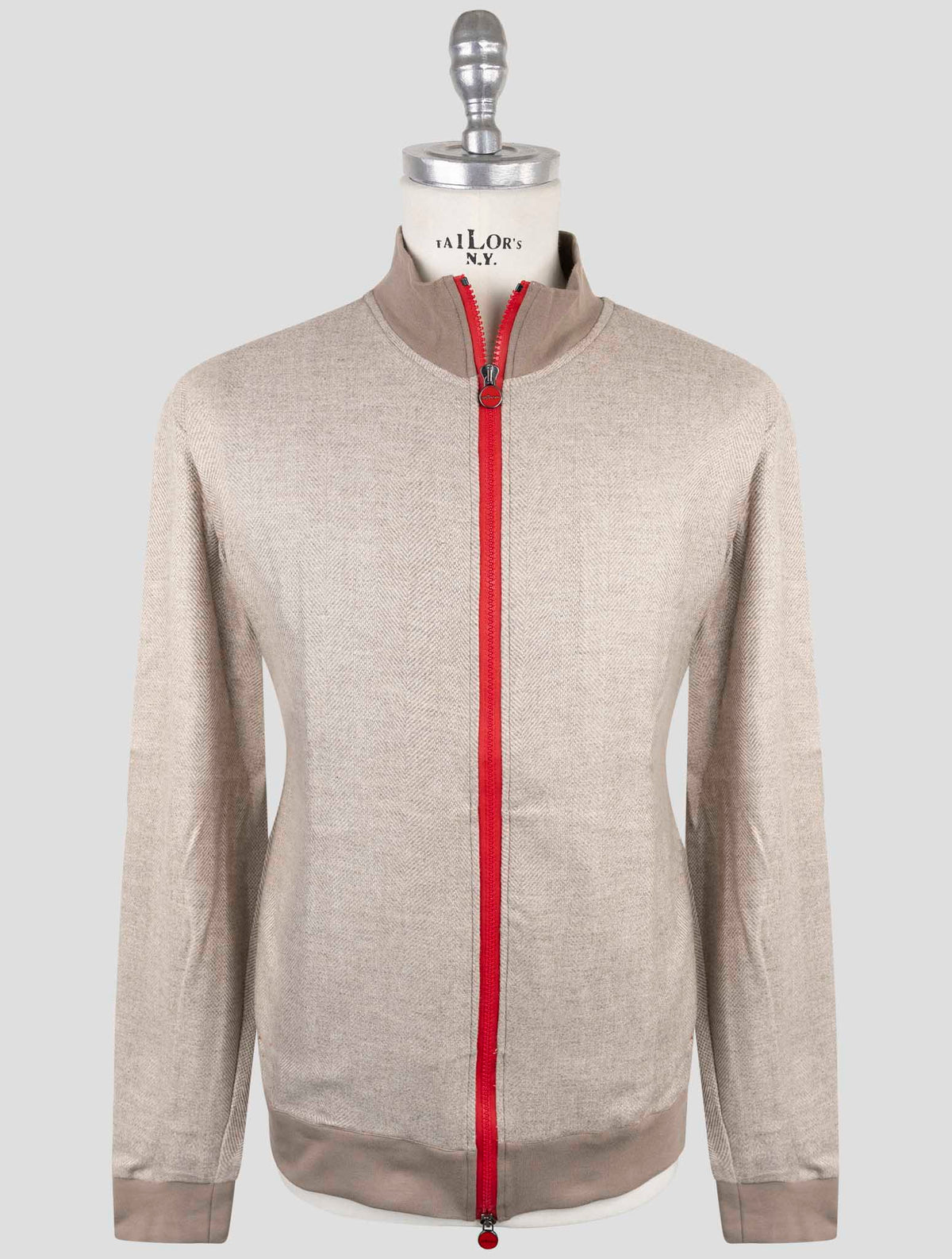 Kiton Taupe Cashmere Sweater Full Zip