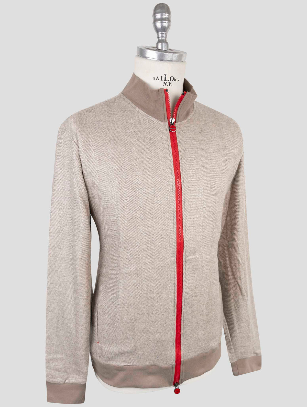 Kiton Taupe Cashmere Sweater Full Zip