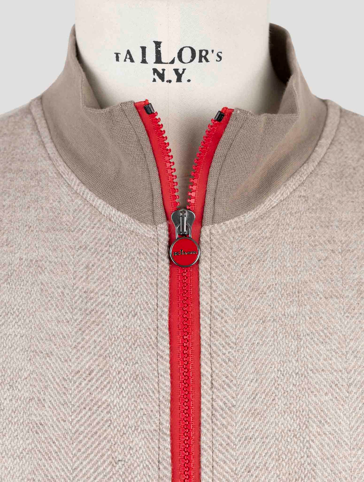 Kiton Taupe Cashmere Sweater Full Zip