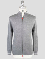 Kiton Gray Wool 14 Micron Diamante Blu Sweater Full Zip