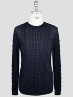 Kiton Blue Cotton Sweater Crewneck