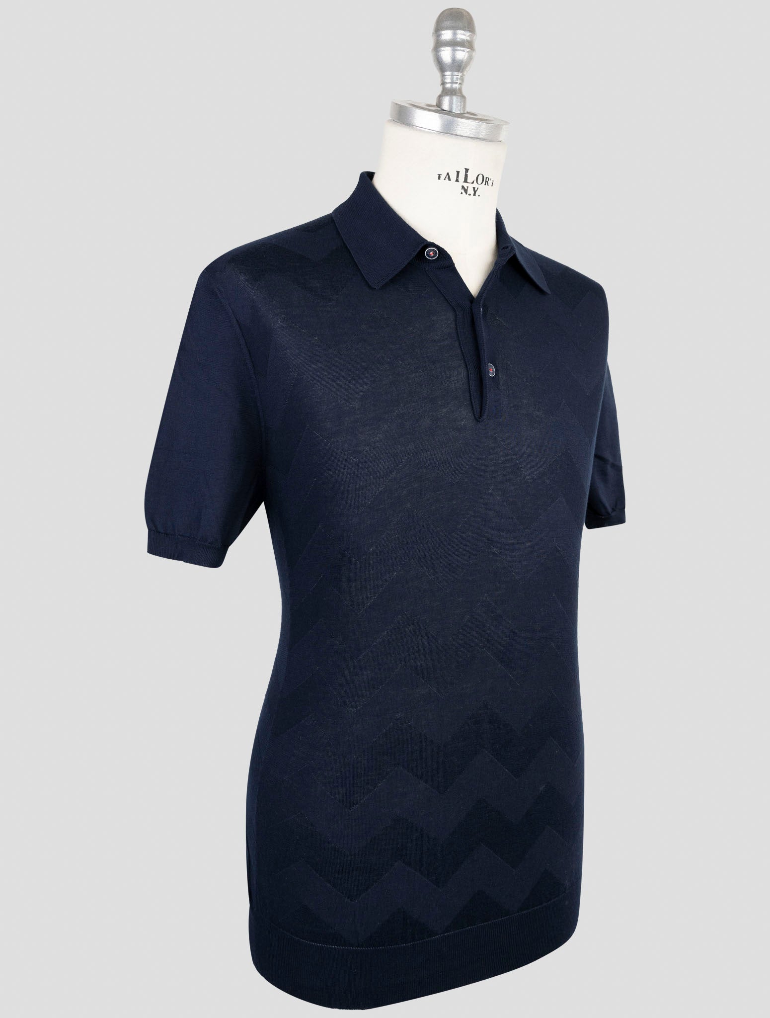 Kiton Blue Cotton Polo