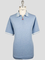 Kiton Light Blue Cotton Polo Half Zip