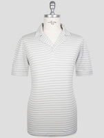 Kiton Light Gray White Cotton Polo