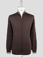 Kiton Brown Wool Diamante Blu Sweater Full Zip