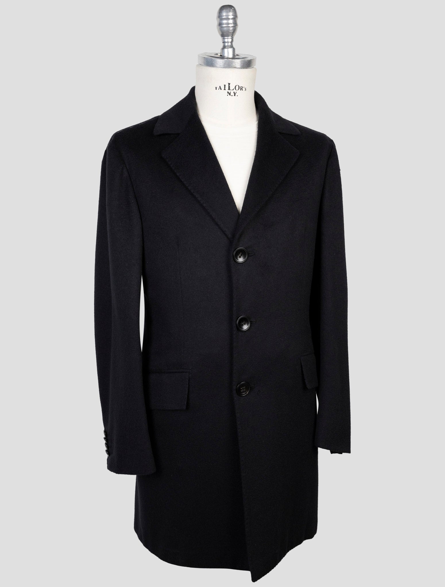 Kiton Black Cashmere Overcoat