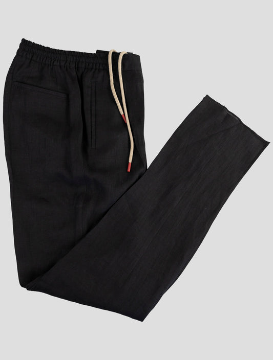 Kiton Black Linen Pants