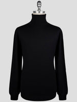 Kiton Black Cashmere Silk Sweater Turtleneck