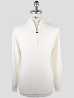 Kiton White Cashmere Sweater Half Zip