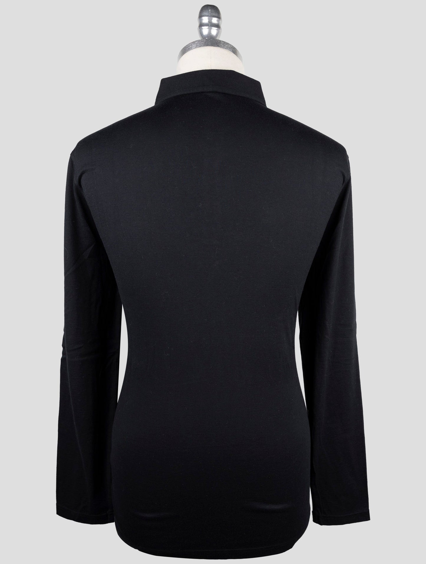 Kiton Black Cotton Cashmere Sweater Polo