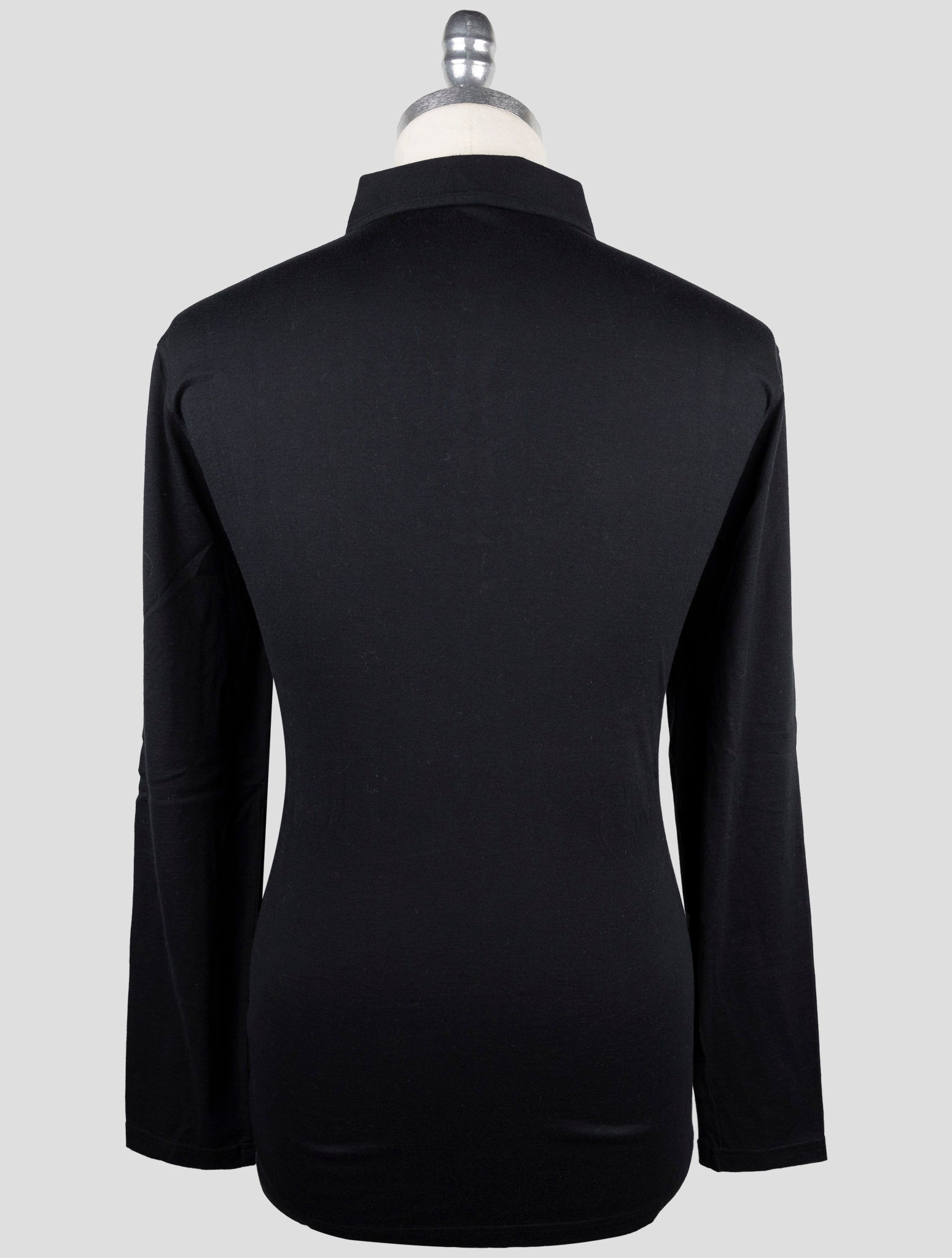 Kiton Black Cotton Cashmere Sweater Polo