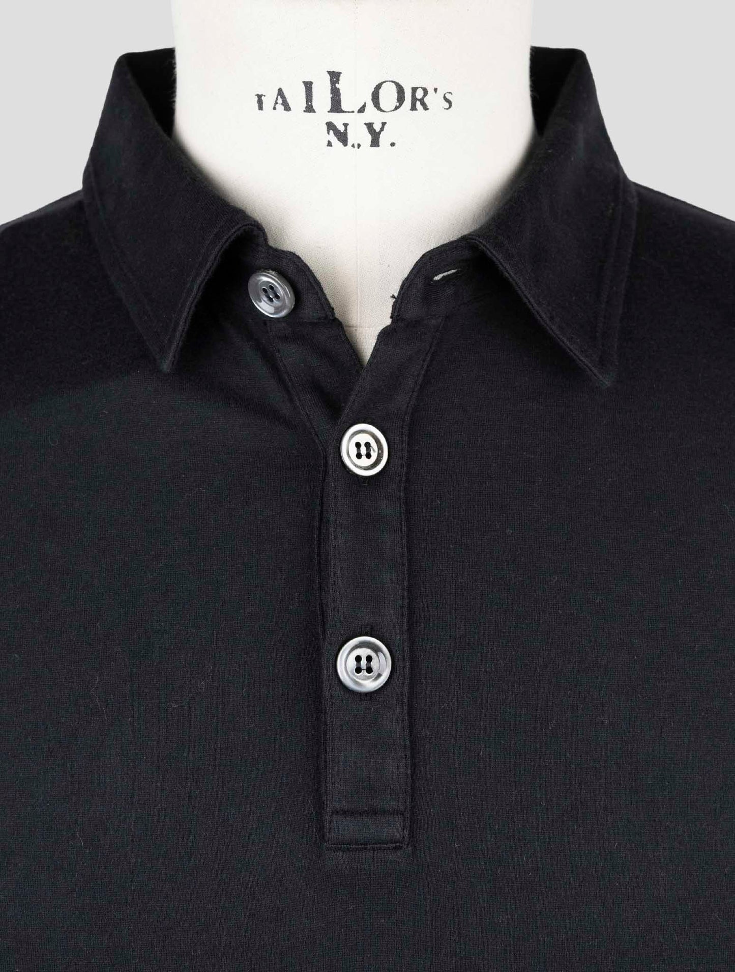 Kiton Black Cotton Cashmere Sweater Polo