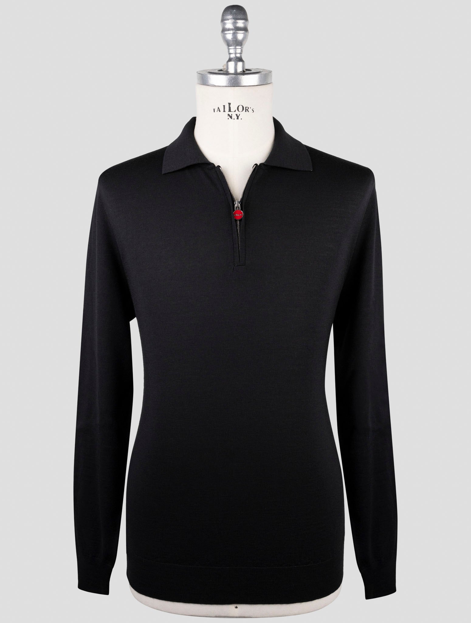 Kiton Black Wool Sweater Polo