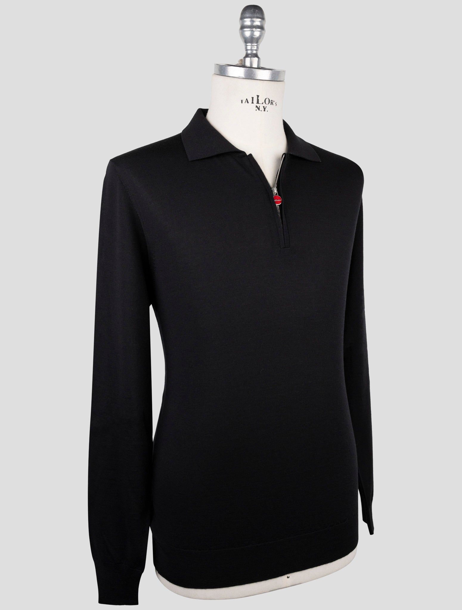 Kiton Black Wool Sweater Polo
