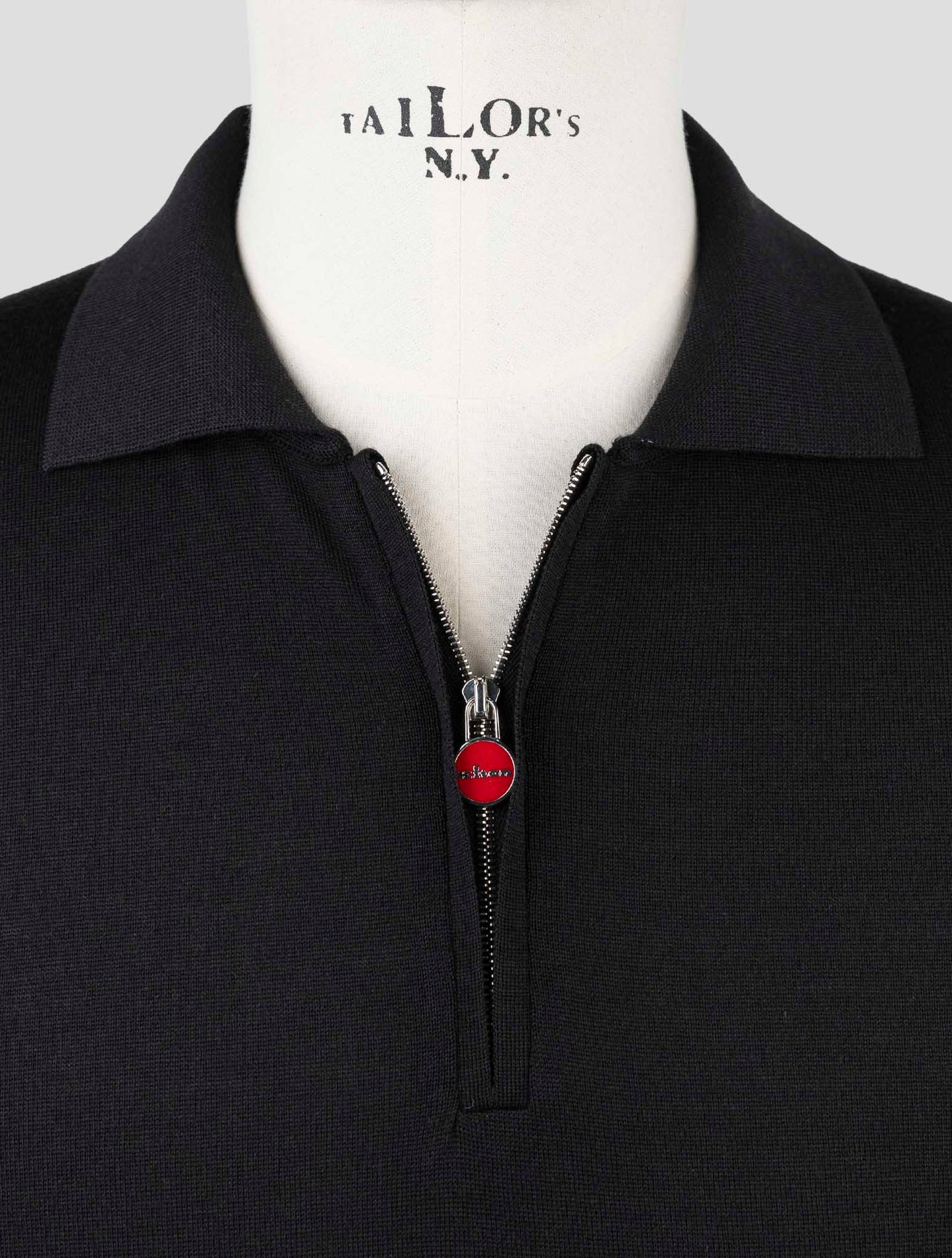 Kiton Black Wool Sweater Polo