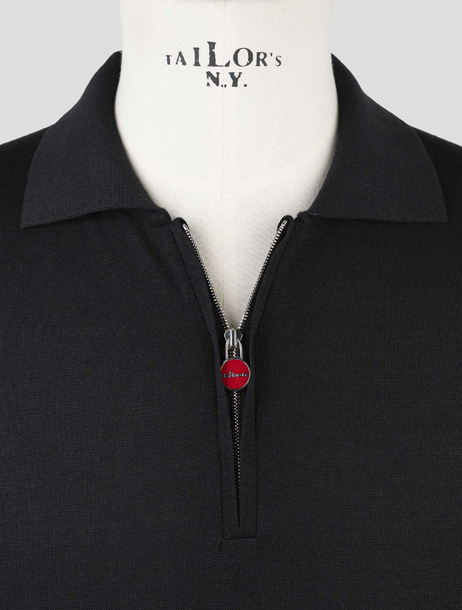 Kiton Black Wool Sweater Polo