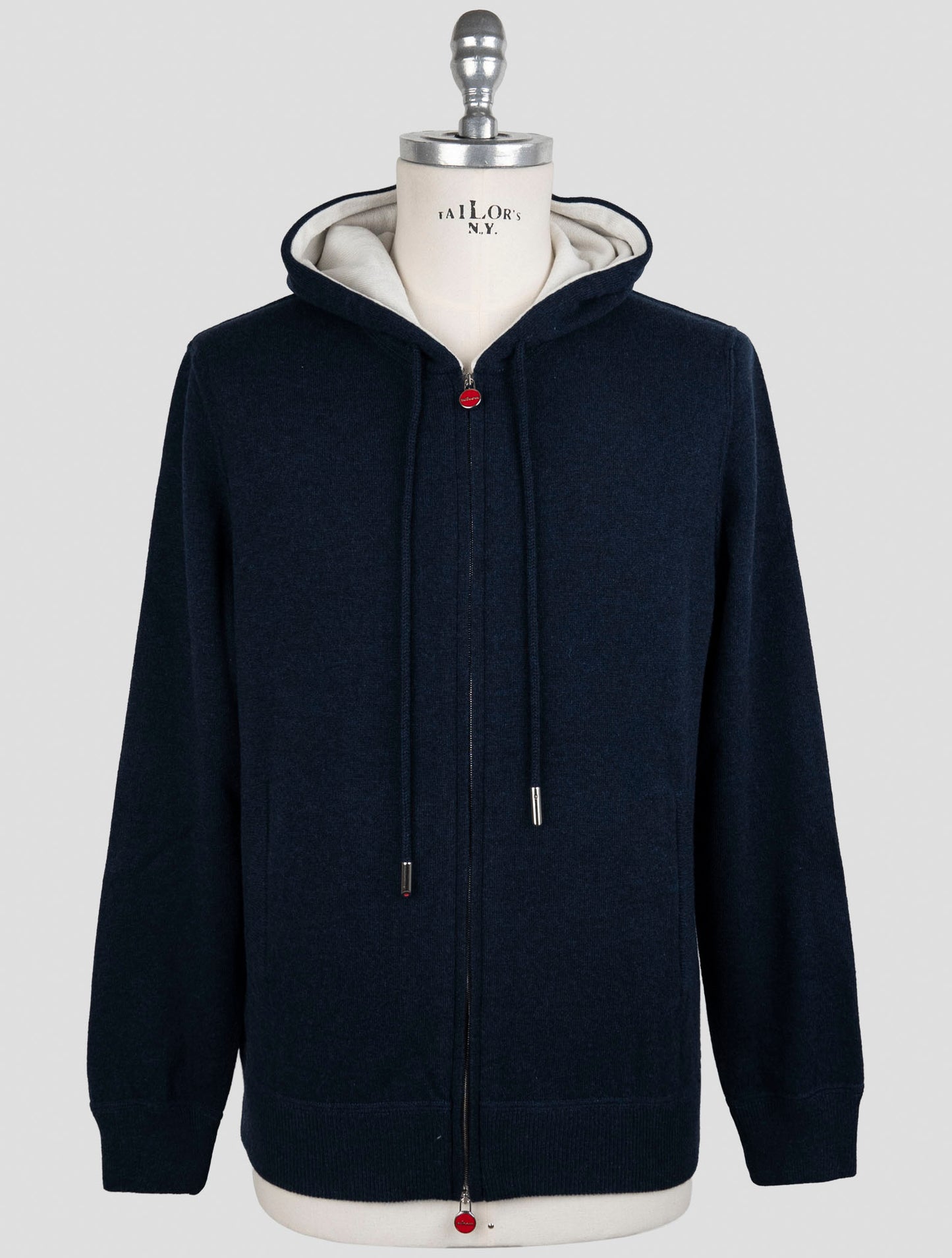 Kiton Blue Cashmere Sweater Full Zip Hoodie