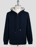 Kiton Blue Cashmere Sweater Full Zip Hoodie