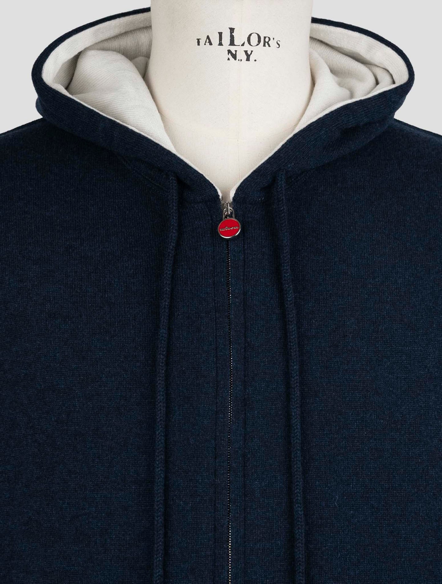 Kiton Blue Cashmere Sweater Full Zip Hoodie