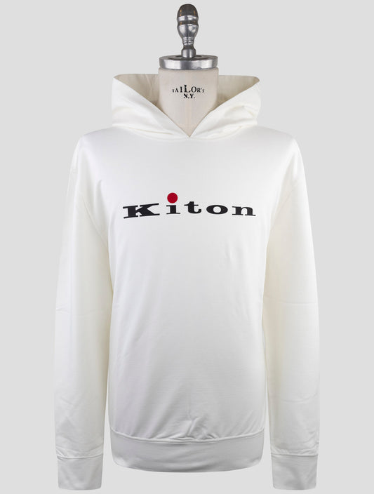Kiton White Cotton Ea Sweater Hoodie
