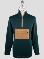 Kiton Green Cotton Sweater Half  Zip
