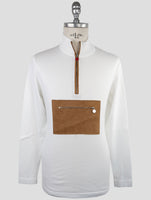 Kiton White Cotton Sweater Half Zip