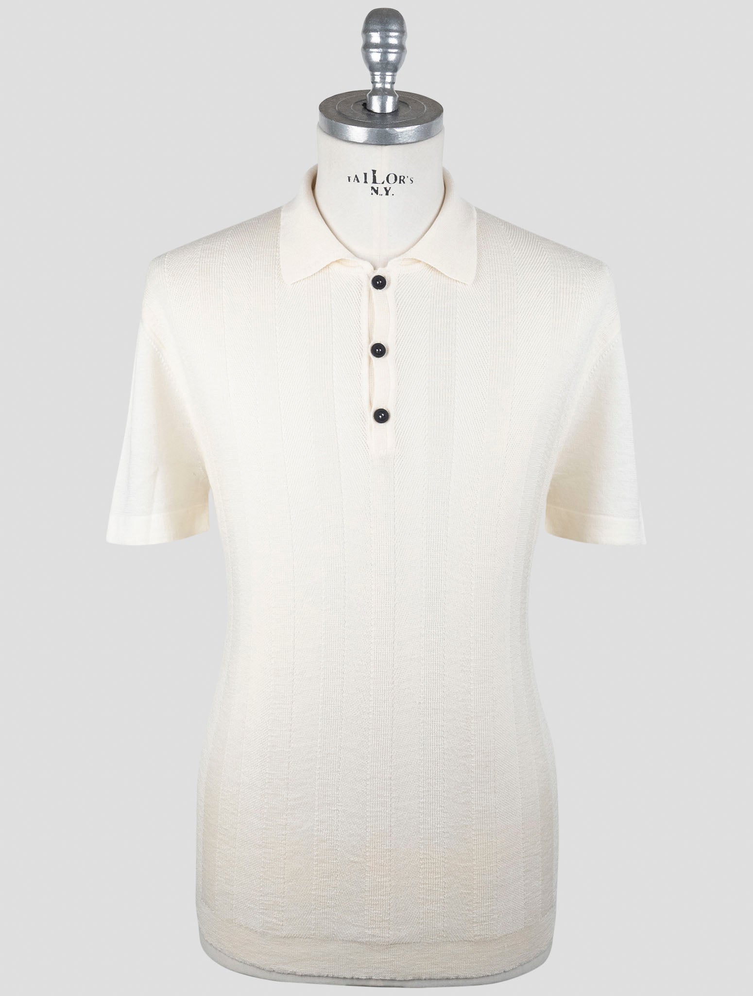 Kiton KNT white virgin wool silk polo