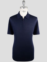 Kiton Knt Blue Virgin Wool Silk Polo