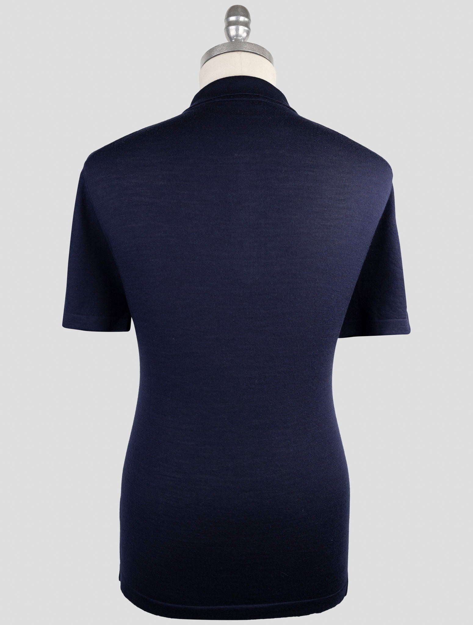 Kiton Knt Blue Virgin Wool Silk Polo