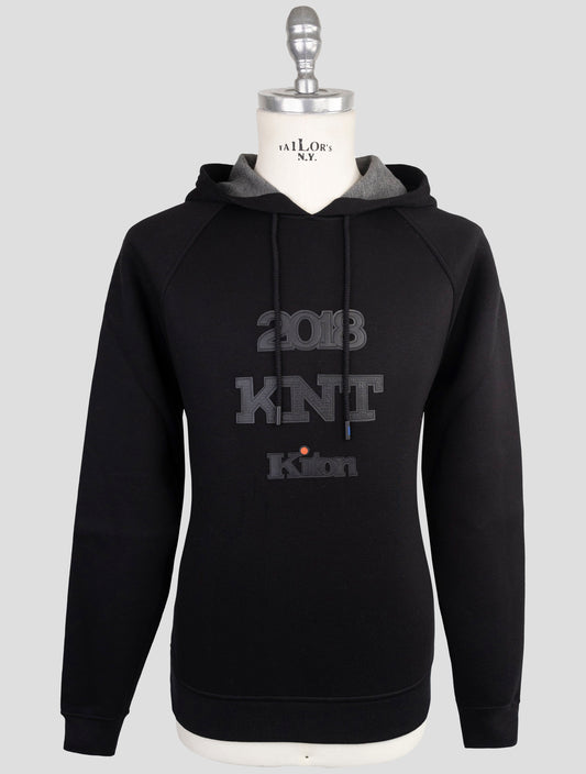 Kiton Knt Black Viscose Ea Sweater Hoodie