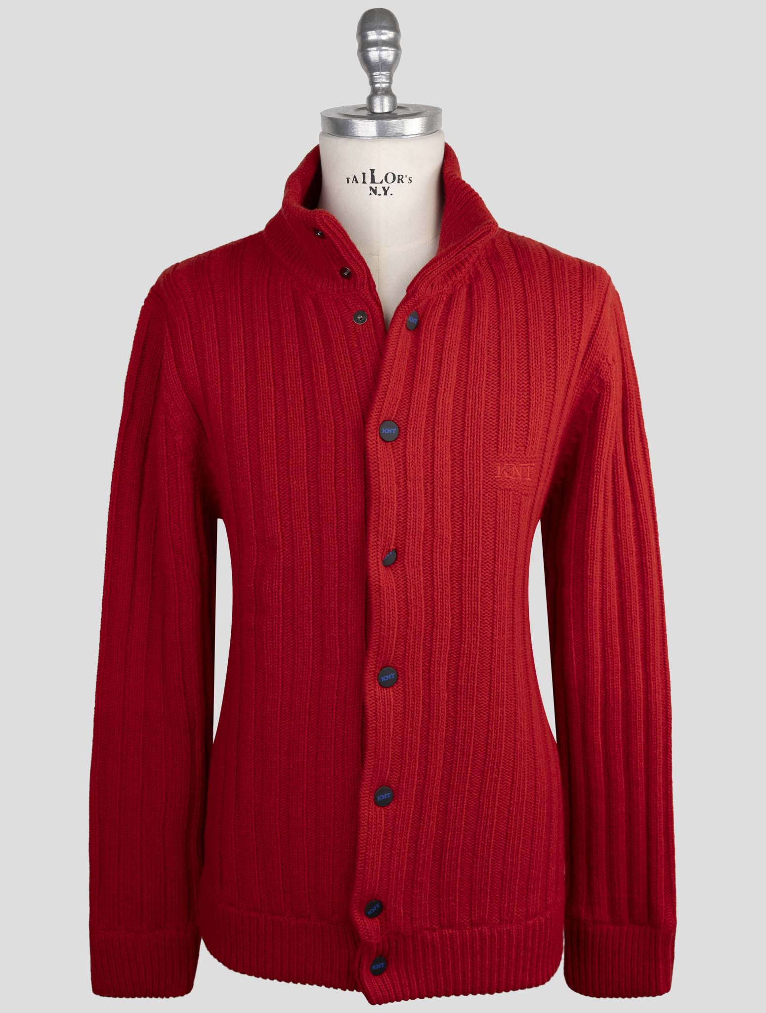 Kiton Knt Red Virgin Wool Sweater Cardigan